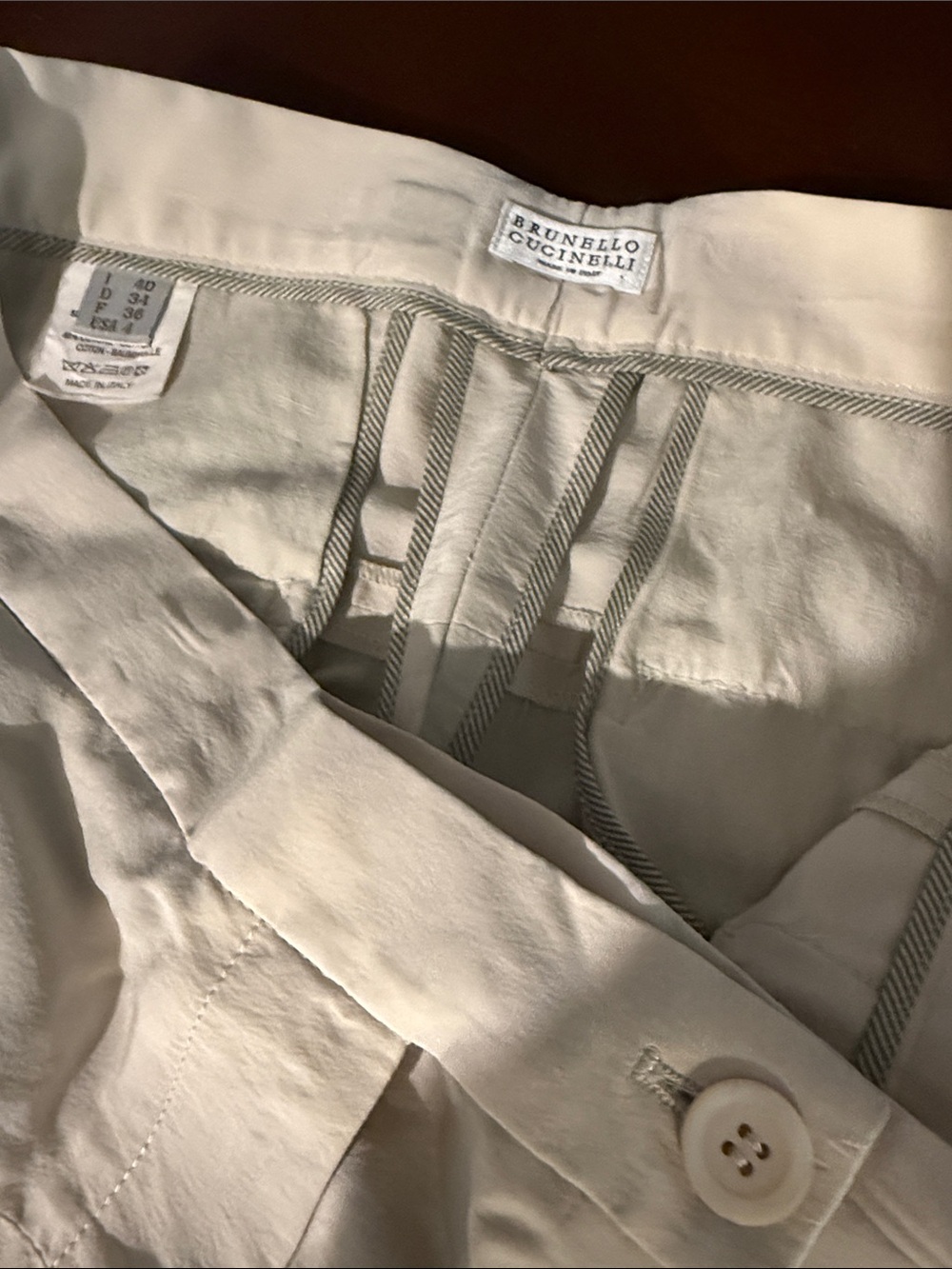 Brunello Cucinelli Off-White Button-Front Trousers